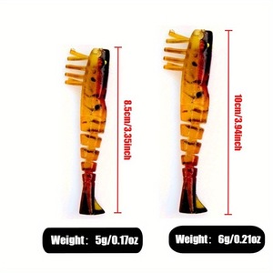 Leurre souple artificiel multi-sections en forme de crevette bouclée, simulation lumineuse, 85cm 5g 10cm 6g - Product Image 3