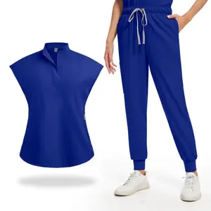 Uniformes Médicos con Cuello Alto, <span class=keywords><strong>Tallas</strong></span> Grandes, Elásticos, para Doctores, Enfermeras, Personal de Salón de Belleza y SPA, Conjunto de Ropa de Trabajo al por Mayor - Product Image 2