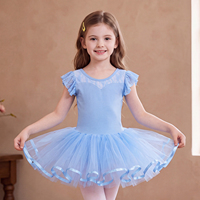 Maillot de Ballet para Niñas con Encaje, Parches, Mangas con Volantes y Ribete de Satén, Disfraz para Actuaciones Escénicas y Danza Diaria