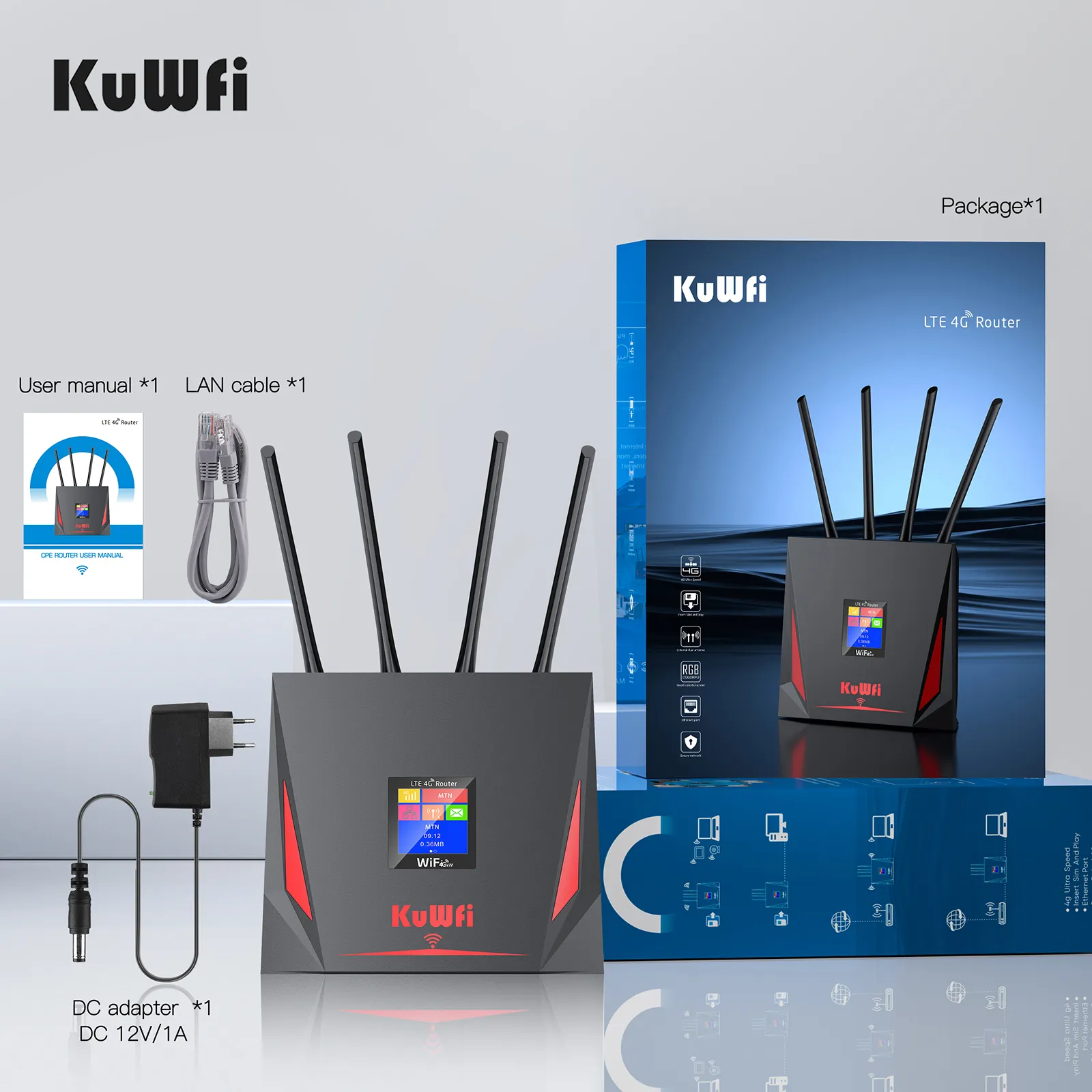 OEM KuWFi 4g modem router wireless 10 utenti sim card Enrutador 4G veloce hotspot lte 4g sim router con display LCD