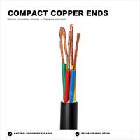 Câble de commande flexible en cuivre RVV 5 conducteurs 5x1,5mm² isolé en PVC noir, fil électrique rond 300/500V