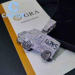 New Trend Iced Out Car Jewelry 925 <b>Silver</b> GRA VVS Moissanite Men Pendant Necklace Hip Hop <b>Charm</b> Pass Diamond Test with GRA - Product Image 2