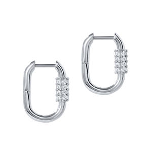 Boucles d'oreilles créoles en cuivre plaqué or <span class=keywords><strong>parisien</strong></span> pour femmes, pierres carrées pour un usage quotidien, superposition, rendez-vous café - Product Image 5