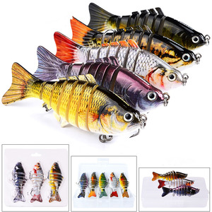Leurre de pêche 7 segments 10cm 15.5g en plastique dur multi-articulé, leurre nageur longue portée pour la pêche au bar et à la truite - Product Image 1
