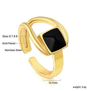 OEM Customized 18K Gold Plated Zircon Enamel <b>Ring</b> Jewelry Stainless Steel Waterproof <b>Open</b> <b>Rings</b> for Women - Product Image 3