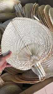 Abanico de Bambú Natural de China, Ecológico, Personalizado, Tejido a Mano con Rafia de Palma, Abanico de Rafia de Ratán Tejido a Mano, 30x38cm, para Bodas - Product Image 6