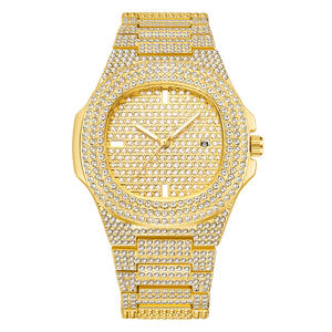 Montre élégante en quartz sertie de diamants, bracelet en acier inoxydable unisexe, étanche, article à la vente en gros - Product Image 1