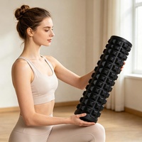 Rouleau de massage vibrant électrique pour tissus profonds, 4 vitesses, rechargeable, avec sac de transport, pour yoga, fitness, relaxation musculaire