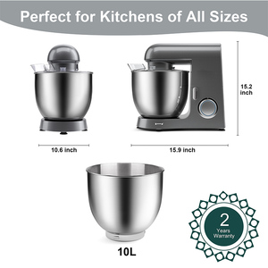 Robot pâtissier électrique haut de gamme grande capacité 6,5L 7L 8L pour pain et gâteaux, en fonte, avec socle - Product Image 2