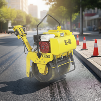 Compacteur de sol vibrant BOPU Mini à tambour unique 300 kg, autoporté, moteur essence 4 kW, force de compression élevée 15 KN