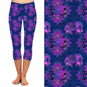 Nouvelle vente de leggings <span class=keywords><strong>capri</strong></span> imprimés taille haute bleu aurore pour femmes - Product Image 4