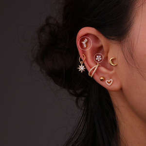 HENGSEN <span class=keywords><strong>Orecchini</strong></span> Piercing in Acciaio Inossidabile, 3 Colori: Argento, Oro Rosa, per Conch, Helix, Tragus, Daith - Product Image 2