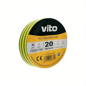 Ruban isolant en PVC Vito 19 mm 20 m Jaune Vert Ignifuge - Product Image 2