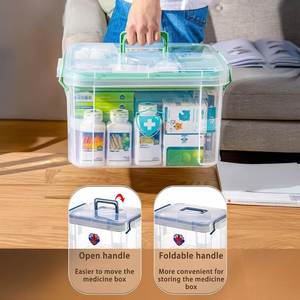<b>Clear</b> Storage Box <b>Container</b>,Family First Aid Box Medicine Box Organizer <b>Plastic</b> Medicine Storage Kit,First Aid Storage Box - Product Image 4