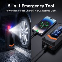 Compresseur d'air portable intelligent 150 PSI pour pneus, gonfleur électrique de voiture avec charge rapide Type-C pour situations d'urgence