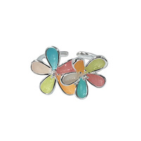 Bagues en émail coloré pour femme, plaquées argent, empilables, ajustables, ouvertes, incrustées de cristaux, bijoux tendance pour femme