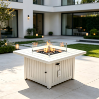 Table de foyer carrée en aluminium pour chauffage extérieur avec gaz BTU 55000-65000 Modèle ULC-FP42-D-E