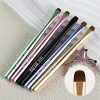 Pinceau professionnel de haute qualité 2-en-1 en nylon épais pour application de gel UV, stylo de construction d'ongles ovale et rond pour la pose de French manucure
