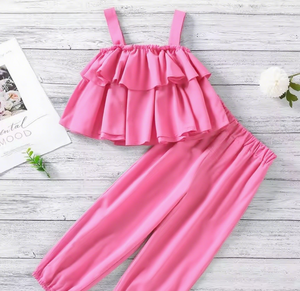 Offerta Speciale: Set Estivo 2 Pezzi per Bambine 1-5 Anni, Top Senza Maniche con Volant e Pantaloni Anti-Zanzare, Outfit Casual con Logo Personalizzato - Product Image 4
