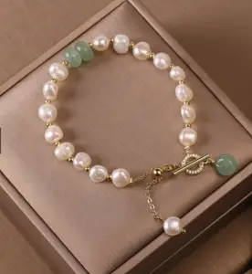 简约不规则豌豆珍珠饰品女式轻质奢华合金手链