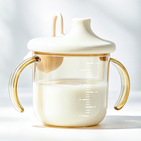 Mignonne tasse à bec en silicone pour bébé, biberon d'apprentissage pour enfants avec couvercle, pour lait et eau, pour tout-petits