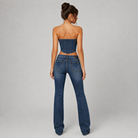 Tenues deux pièces pour femmes, mode vintage Y2k haut de gamme, hauts de style corset pour femmes, pantalon en jean, ceinture, pantalon à jambes larges