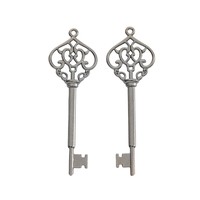 Pendentif Clé Squelette Filigrane en Alliage de Zinc Bronze Antique avec Anneau Supérieur pour Décoration de Carte d'Invité de Mariage