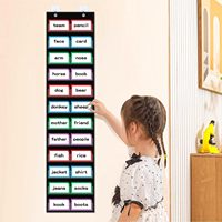 Tablero Magnético para Palabras de Aula con 12 Bolsillos Transparentes, Tela Negra Estándar para Uso en el Aula y en el Hogar, para Tiras de Frases