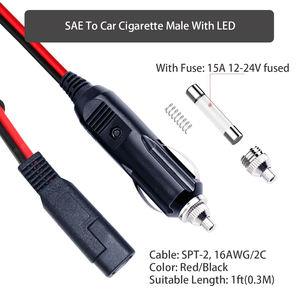 12 Volt pil çakmak GÜNEŞ PANELI Sae 2 Pin pil konektörü 24v kablo uzatma - Product Image 3