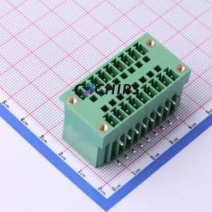 DB2ERHM-3.81-2*9P-GN Plug-in Terminal Block Bent Lead Through Hole,P=3.81mm Board-to-Board / Socket - Closed Screw Fixing 2x9P - Product Image 1