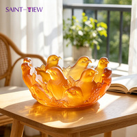 Bol à fruits en verre cristal ambré, figurine d'aigle sculptée, bol de service décoratif, centre de table pour la maison, décoration de luxe