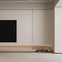 Console multimédia moderne, finition couleur claire, avec rangement dissimulé et éclairage LED, idéale pour les hôtels et la décoration de salons scandinaves – Vente directe usine