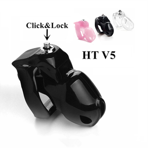 FHTF V5 Cage de chasteté en plastique pour homme, dispositif de chasteté à verrouillage à une touche, jouet intime masculin - Product Image 1