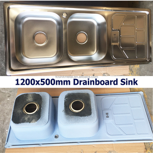 Évier de cuisine en acier inoxydable à double bac de 48 x 20 pouces avec égouttoir intégré sans robinet, deux trous - Product Image 6