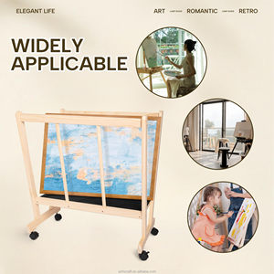 Gỗ Lớn in Rack với bánh xe nghệ sĩ hiển thị và lưu trữ Rack, tự nhiên bằng gỗ lưu trữ Thủ công mỹ nghệ sấy kệ cho vải - Product Image 6