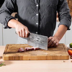 <span class=keywords><strong>Planche</strong></span> à découper en bois de <span class=keywords><strong>teck</strong></span> <span class=keywords><strong>massif</strong></span> de haute qualité, à grain bout, réversible, multifonctionnelle, avec rainure pour le jus - Product Image 4