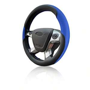 ที่หุ้มพวงมาลัยผ้าไมโครไฟเบอร์ดีไซน์แบบสปอร์ตยางระบายอากาศได้ดีใช้ได้ทั่วไปขนาด37.5-39.5ซม. สีน้ำเงินสำหรับรถยนต์รุ่น VW CL - Product Image 1