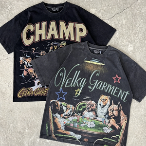 T-Shirt Oversize da <span class=keywords><strong>Uomo</strong></span> OEM Streetwear con Spalle Cadenti, Personalizzata in Cotone Pesante con Stampa Grafica Vintage - Product Image 3