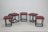 5 sièges cachés, pouf cube, repose-pieds, combinaison transformable, multi-usages, tabourets carrés pliables en fer pivotants avec roulettes