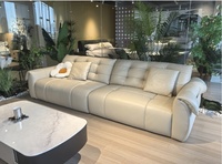 Canapé en cuir véritable de style minimaliste italien moderne, élégantes courbes en forme de col de cygne, confortable et durable, ensemble pour 4 personnes, canapé de salon