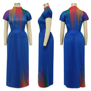 K10386 <span class=keywords><strong>Issey</strong></span> <span class=keywords><strong>Miyake</strong></span> ชุดเสื้อผ้าผู้หญิง2ชิ้นพิมพ์ลายเสื้อยืดแขนสั้นคอกลมชุดกระโปรงมีจีบ - Product Image 6