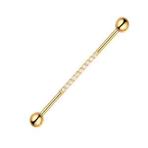 Clous d'oreilles en acier inoxydable avec zircon, 1,6*38*55MM, sertissage en canal, pour piercing de cartilage - Product Image 4