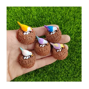 100 unids/lote Nido de Pájaro Artificial ratán con huevos de pájaros artesanía de Pascua para el hogar Jardín de hadas suministro de decoración de fiesta