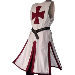Robes de cosplay médiévales pour hommes, templiers, chevaliers, croisés, surchemise à manches longues, hauts courts, costume de reconstitution historique - Product Image 3