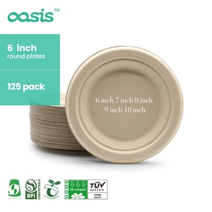 Assiettes en papier en bambou jetables écologiques de 6 pouces 100% compostables robustes, anti-graisse et biodégradables au micro-ondes - Product Image 4
