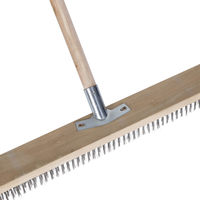 Brosse à fil métallique pour piscine avec manche en bois, balai métallique commercial pour jardin, brosse à récurer les sols, brosse à terrasse à poils en acier inoxydable