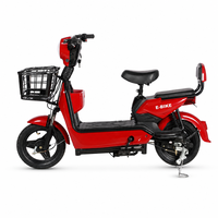 Moped électrique pour adultes, vélo électrique à cadre bas, double siège avec dossier, panier de chargement avant, assistance au pédalage, moteur sans balais 350W 48V, pour la ville