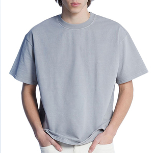 เสื้อยืดคุณภาพสูงทรงหลวม ไซส์ใหญ่ ผ้าฝ้าย 100% ทรงบ็อกซี่ ครอป เสื้อยืดหนาน้ำหนักมาก เสื้อยืดโอเวอร์ไซส์ผู้ชาย - Product Image 1