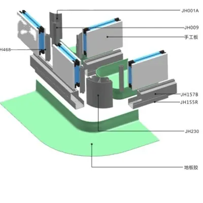 Fabricant Profilé en aluminium personnalisé pour étanchéité d'angle de cloison de salle blanche Profilé extrudé en aluminium