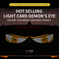 JHS Nouveau design USB, yeux de démon animés, écran LED, panneau matriciel LED, écran LED, yeux de démon pour pare-brise, lumières pour voiture, camion, tout-terrain
